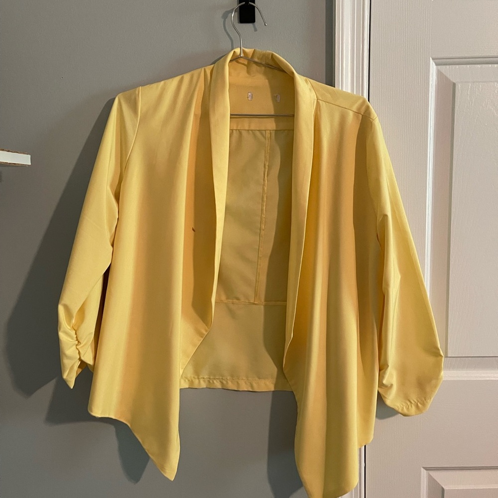 Yellow Open Front Blazer